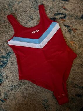 Levi's Red One-Piece Bodysuit with Light Blue & White Chevron